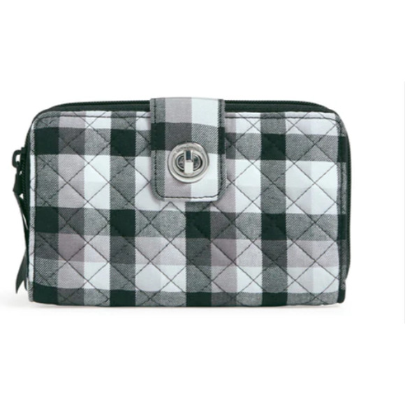 Vera Bradley Women's Cotton Rfid Turnlock Wallet Kingbird Plaid - Picture 1 of 5